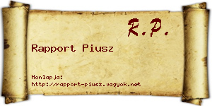 Rapport Piusz névjegykártya